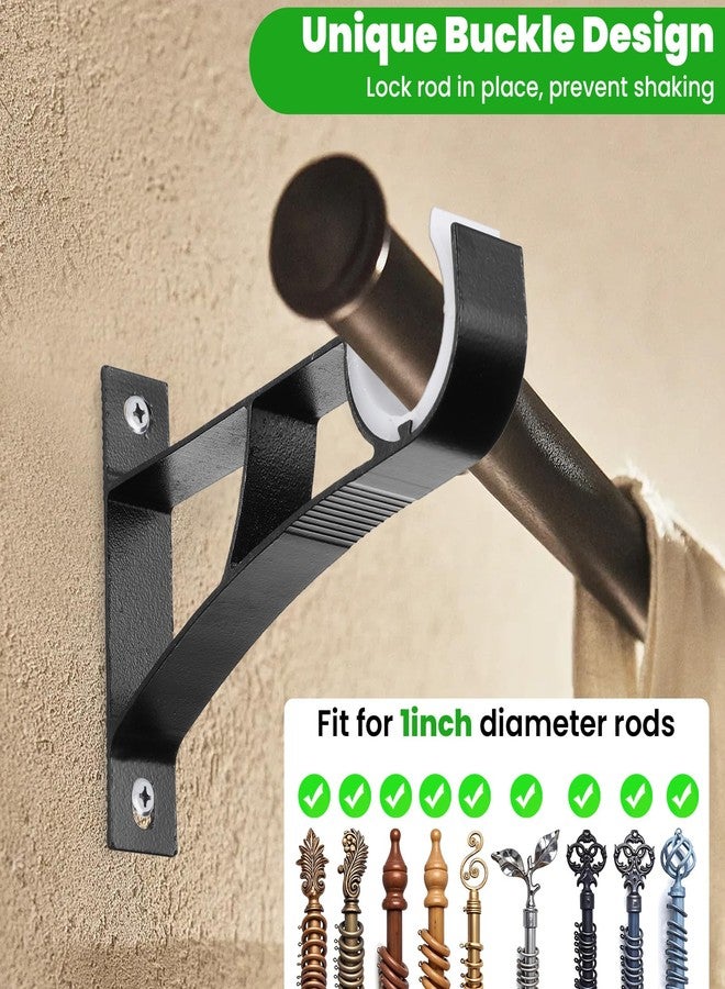 AojSup 24pcs Heavy Duty Curtain Rod Bracket with Screws, Wall Mount Curtain Rod Holders for Wall - Fit 1 Inch Drape Rods, Black Aluminum Alloy with ABS Plastic - Image 4